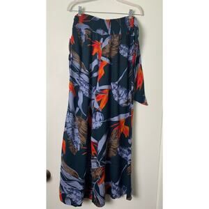 Patrons of Peace Birds of Paradise Tropical Print Wide-Leg Pull-on Pants S
